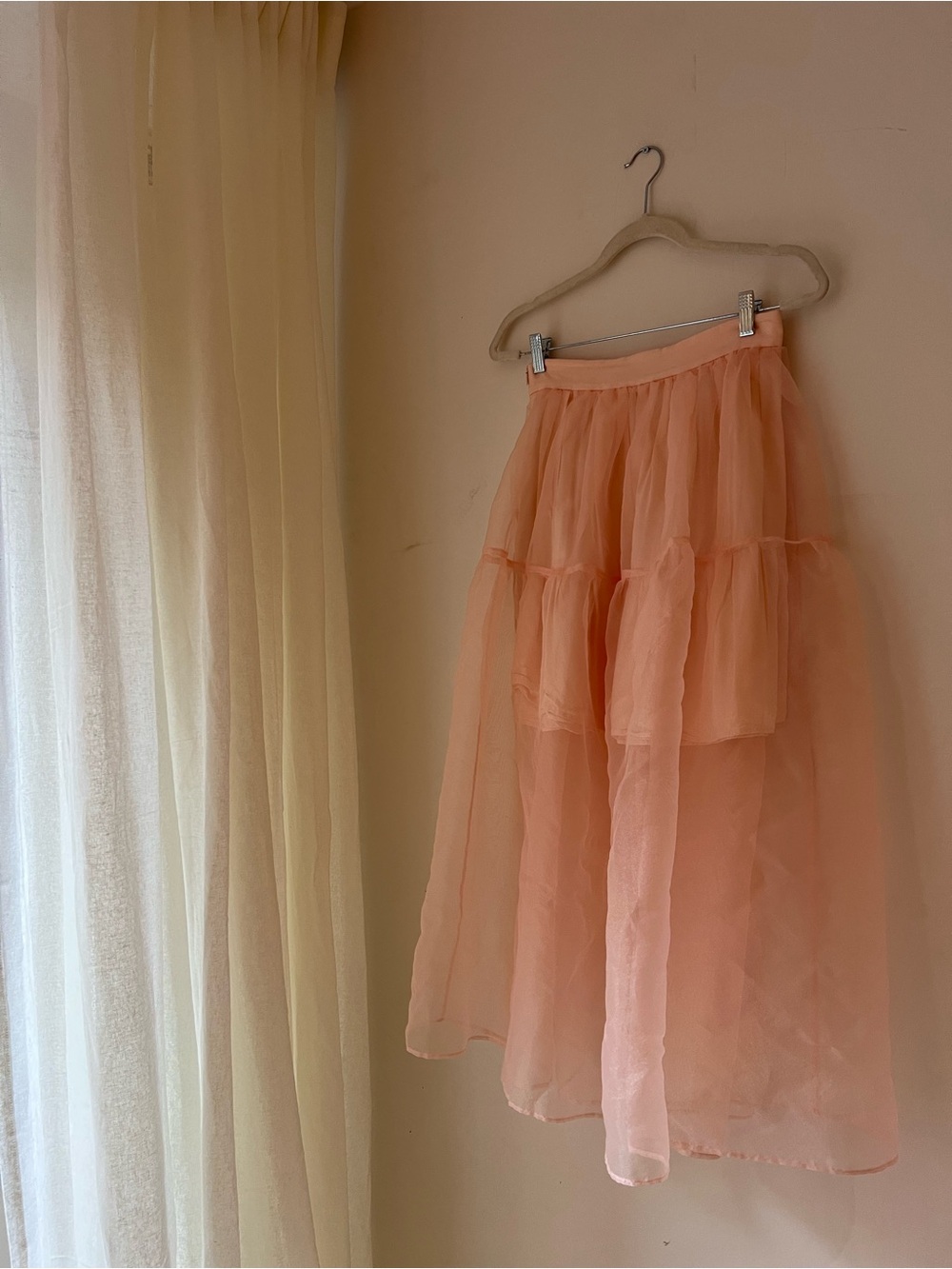 Vintage Pink Tiered Tulle Maxi Skirt Like New